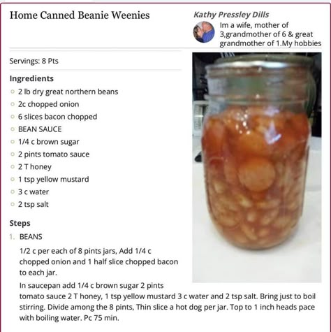 Pressure Canning Beanie Weenies, Canning Beanie Weenies, Canning Meals, Summer Canning, Beanie Weenies, Canning Beans, Homestead Cooking, Diy Canning, Jar Meals