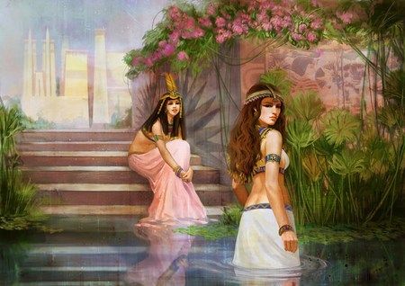 Goddesses of the Nile - Egypt Drawing, Egypt Girl, Egypt Illustration, Vacation Egypt, Egypt Food, Egypt Wallpaper, Egypt Gods, Egypt Photography, Egypt Vacation