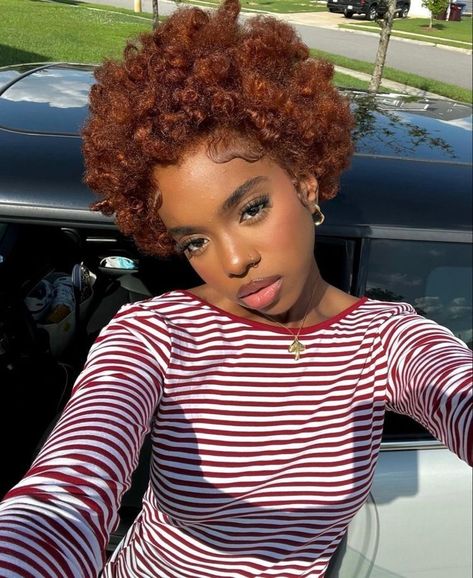 Big Chop Natural Hair, Short Dyed Hair, Natural Hair Short Cuts, Quick Natural Hair Styles, Ginger Hair Color, Dyed Hair Inspiration, Dyed Natural Hair, Natural Hair Styles Easy, Crazy Things