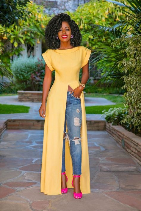 92af93f73faf3cefc129b6bc55a748a9desc35036535ri Asymmetric Outfit, Ripped Jeans Style, Style Pantry, Mode Kimono, Afrikaanse Mode, Maxi Tops, Dusters, African Fashion Dresses, Classy Dress