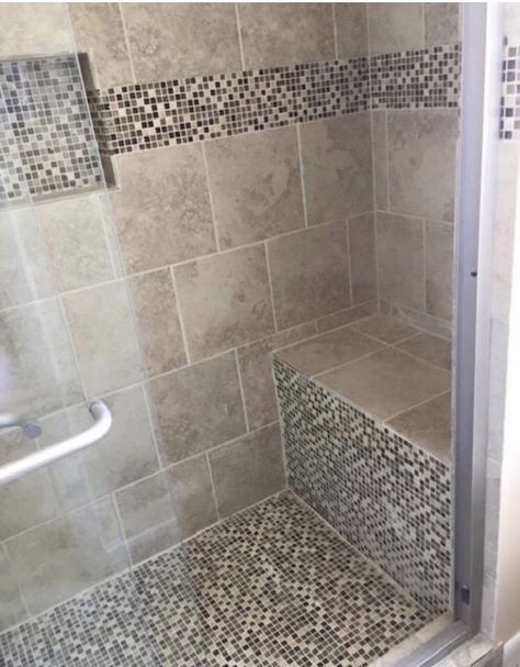 Shower Tile Bench Ideas, Shower Stall With Bench, Shower With A Bench, Walk In Shower With Bench, Bathroom 2023, Tile Walk In Shower, Old Bathtub, Custom Shower Doors, Corner Bathroom