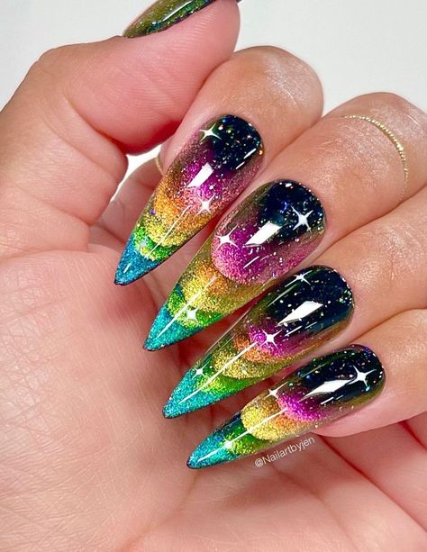 Rainbow Nails Design, Fancy Nails Designs, Nagel Tips, Goth Nails, Glamour Nails, Manicure Tips, Dope Nail Designs, Holiday Nail Art, Striped Nails