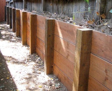 Retaining Walls Construction Portfolio | A and J Fencing Cabin Backyard, Retaining Wall Construction, Outdoor Pavillion, Construction Portfolio, Wood Retaining Wall, Backyard Retaining Walls, Diy Backyard Fence, Retaining Wall Design, Building A Retaining Wall