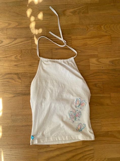 00s Mode, Butterfly White, Sewing Fashion, Making Clothes, Y2k Butterfly, Cute Sewing Projects, Halterneck Top, Estilo Hippie, Diy Vetement