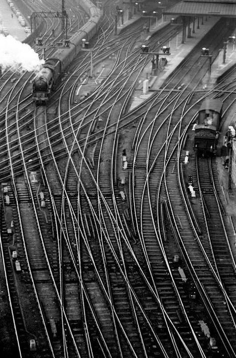 newcastle station England Night Blessings, Railroad Pictures, Steam Railway, Railroad Photography, Railroad Photos, Old Trains, British Rail, Black And White Photograph, Train Pictures