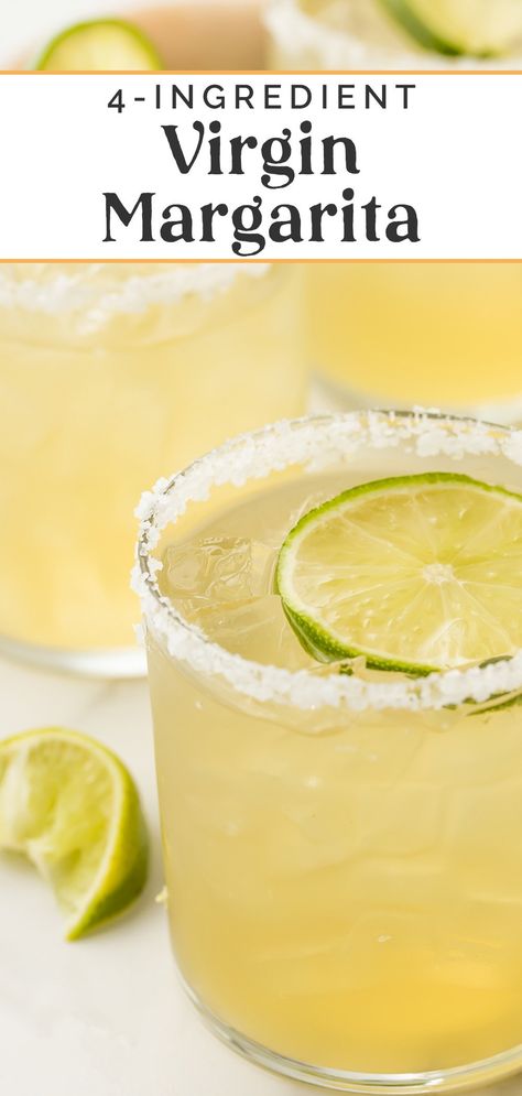 All the fun and flavor of a margarita with none of the booze. This virgin margarita is great for anyone who prefers this cocktail zero-proof, and it was a favorite of mine every time I was pregnant! Faux Margarita Recipe, How To Make A Virgin Margarita, Spicy Virgin Margarita, Mock Tail Margarita, Non Alcoholic Spicy Margarita, Non Alcoholic Margarita Recipes, Easy Virgin Cocktails, Nonalcoholic Margarita Punch, Virgin Lime Margarita