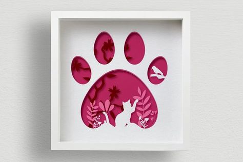 3D SVG Cut Files Cat Shadow Box Ideas, Plywood Wall Art, Cat Cricut, Light Box Templates, Shadow Box Svg Files, Layer Art, Shadow Box Template, Plywood Wall, Cat Shadow