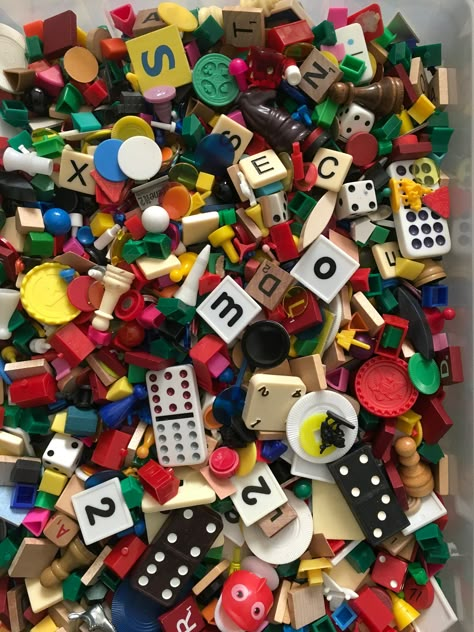 **FREE SHIPPING on orders sub-totaling $35 or more** 40 Plastic Game Pieces (and maybe a few wooden pieces) Small-Medium size Approx. 15-20  pieces will be Vintage Perfect for all sorts of crafts, replacements, collectibles, art projects, etc! Some of the pieces you may receive are: Bingo  Dominoes Chess Up Words Scrabble Chinese Checkers Monopoly Trivial Pursuit Letter Dice Checkers Poker Risk Sorry Rummikub etc.... Photos are a representation/similar to what you'll receive.  Not suited for chi Crow Confetti, Crow Core, Visual Stim, Pittsburgh Skyline, Chinese Checkers, Trivial Pursuit, Balloon Lights, Scrapbook Printing, Game Pieces