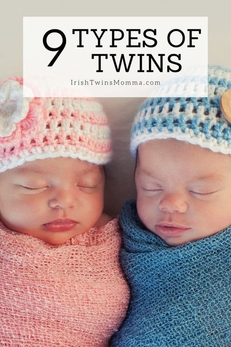 There are two types of twins, Identical and Fraternal that are the most commonly recognized. However, seven others are less common, such as Half-Identical, Mirror Image, Mixed Chromosome, Superfecundation, Superfetation, Conjoined, and Parasitic. Twin Nurseries, Conceive Twins, Types Of Twins, How To Conceive Twins, Getting Pregnant With Twins, Twin Onesies, Irish Twins, How To Conceive, Raising Twins