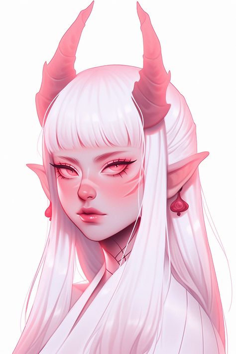 During our Illustrator lessons, you will learn new methods and techniques that will help you improve your skills and create stunning illustrations. #cute #demon #girl #art #pink #order #education #ad Demon Girl Drawing, Demon Oc Girl, Pink Illustration Art, Pink Demon, Pink Succubus, Demon Girl Art, Cute Demon, Pink Tiefling Female, Pink Tiefling