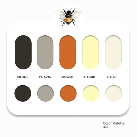 Bee Colour Palette, Bee Color Pallete, Bee Color Palette, Bee Branding, Hex Color Palette, Color Schemes Colour Palettes, Yellow Bee, Bee Inspired, Hex Codes