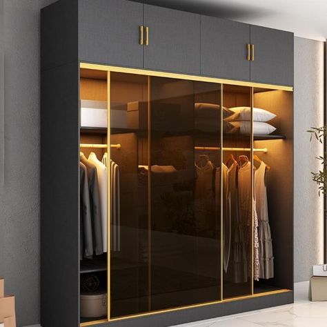 Modern Wardrobe Design Sliding Doors, Dark House Aesthetic, Wardrobe Shutter Design, Wardrobe Internal Design, Modern Wardrobe Design, Wardrobe Laminate Design, Glass Wardrobe, Wooden Wardrobe Design, Wardrobe Design Modern