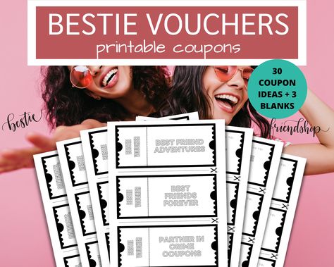 Best Friend Coupons, Friendship Coupons, Best Friends Day, Friends Adventures, Best Friend Day, Spa Day At Home, Friends Day, Nature Walk, My Bff