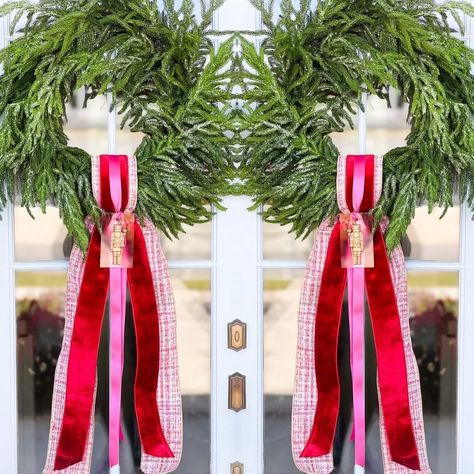 Blanc Box (@shopblancbox) • Instagram photos and videos Wreath With Sash, Wreath Sash, Grinch Wreath, Double Door Wreaths, Christmas Tree Kit, Christmas Tree Box, Grinch Ornaments, Mardi Gras Wreath, Nutcracker Ornaments