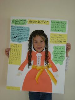 Biography project. Student becomes the historical person when presenting their poster.  {Piggyback Idea:  For younger children, it could also be a character project, maybe choosing a favorite character from literature and writing about the character or answering questions on the posters... then present to class.} Biography Poster, Body Biography, Biography Writing, Hellen Keller, Biography Projects, Biography Project, 3rd Grade Social Studies, 3rd Grade Writing, Third Grade Reading