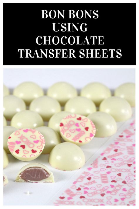 Chocolate Transfer Sheets | How to Seal Bon Bons in Chocolate Molds 👩🏼‍🍳✨ In today's video I show you how to seal chocolate bon bons using a polycarbonate chocolate mold and chocolate transfer sheets. This is an easy way to seal your chocolate while also adding an extra decoration! In this video I am using white chocolate, ruby chocolate ganache, and a Valentine's Day themed chocolate transfer sheet. Enjoy! How To Make Chocolates In Molds, How To Make Chocolate For Molds, Chocolate Molds Ideas, How To Make Chocolates In Silicone Molds, How To Make Chocolate Candy In Silicone Molds, Chocolate Bonbons Packaging, Chocolate Transfer Sheets, Polycarbonate Chocolate Molds, Chocolate Candy Molds