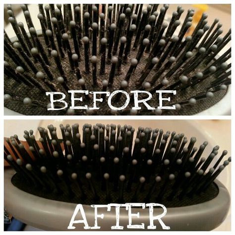 Get rid of the build-up & residue on your brushes. Via anithamallya.wordpress.com Clean Hairbrush, Astuces Diy, Diy Cleaners, Clean Hair, Diy Cleaning Products, Household Hacks, Cleaning Tips, Hair Brush, Diy Beauty