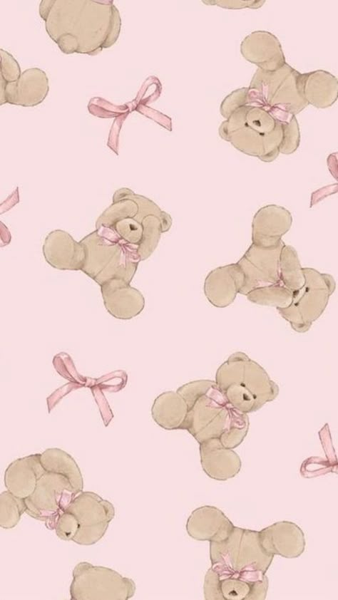 coquette aesthetic wallpaper: teddy bears with a bow Teddy Bear Wallpaper, Bow Wallpaper, Lock Screens, Bear Wallpaper, Cute Wallpaper, Wallpaper Iphone Cute, Pink Wallpaper, Wallpaper Ideas, Pink Background