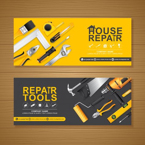 Construction tools banner design templat... | Free Vector #Freepik #freevector #freebackground #freeinfographic #freebanner #freebrochure