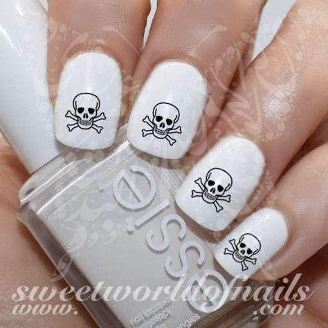 Skull Nail Art Nail Water Decals Water Slides Sugar Skull Nails, Skull Nail Art, Skull Nails, Nail Water Decals, Nail Art Halloween, Easter Nail Art, Nail Art Stamping Plates, Clear Nail, Skulls And Bones