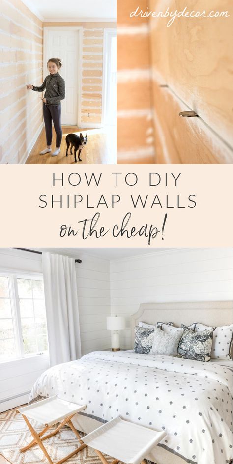 How to DIY a shiplap wall on the cheap! Cheap Shiplap, Diy Faux Shiplap, Shiplap Diy, Wall Shiplap, Bathroom Shiplap, Diy Shiplap Wall, Wall In Living Room, Shiplap Wall Diy, Shiplap Walls