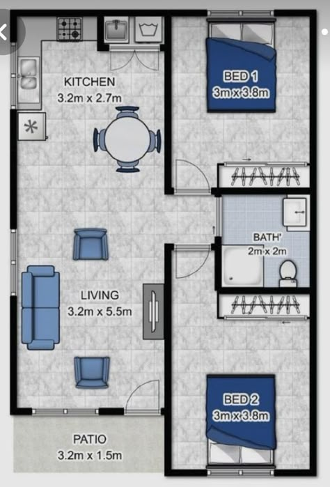 3d Floor Plans, Small House Layout, Cottage Floor Plans, Small House Floor Plans, Building Plans House, Apartment Floor Plans, House Plan Gallery, Narrow House, Tiny House Floor Plans