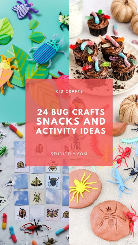 24 Bug Crafts & Activities for Kids - Studio DIY Bug And Insect Crafts, Bugs Crafts For Kids, Bug Activity, Insect Activities For Kids, Bug Activities For Kids, Bugs Kids Craft, Bug Crafts For Toddlers, Bug Themed Crafts, Bug Crafts For Kids