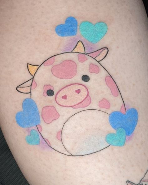 Step into the farmyard of fashion with cow tattoo designs! We've rounded up over 70 cow tattoo ideas that are just udderly irresistible. Squishmallows Tattoo, Squishmallow Tattoo, Kawaii Tattoo Sleeve, Cow Tattoo Ideas, Cow Tattoos, Sarah Tattoo, Kitten Tattoo, Cow Tattoo, Cute Simple Tattoos