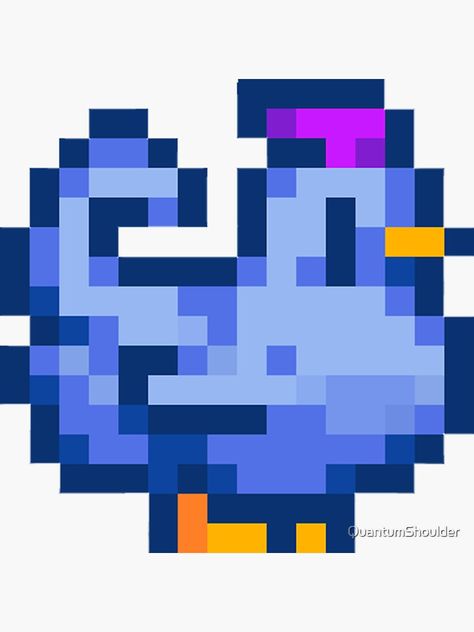 Stardew Blue Chicken, Stardew Valley Void Chicken, Blue Chicken Stardew Valley, Stardew Valley Strawberry, Stardew Perler, Stardew Valley Chicken, I Love My Niece, Chicken Sticker, Chicken Tattoo