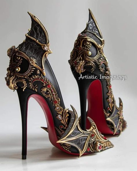 Fantasy Shoes Heels, Vampire Heels, Vampire Shoes, Fantasy Heels, Gothic Heels, Whimsical Shoes, Jorge Gonzalez, Small Market, Men High Heels