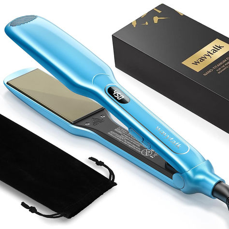 1.7 inch wide flat iron is suited for lots of different types of hair, especially thick and curly hair, even type 4C, with it you can style a bunch of more hair once. The larger titanium plates heat up fast and distribute heat evenly, save more time when styling. Titanium Hair Straightener, Titanium Flat Iron, Professional Hair Straightener, Hair Drying, Flat Iron Hair Styles, Professional Hair, Digital Technology, Flat Iron, Professional Hairstyles