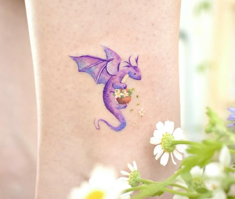 Colorful Dragon Tattoo For Women, Girl Dragon Tattoo, Book Dragon Tattoo, Watercolor Dragon Tattoo, Baby Dragon Tattoos, Cute Dragon Tattoo, Blue Dragon Tattoo, Black Dragon Tattoo, Interesting Tattoos