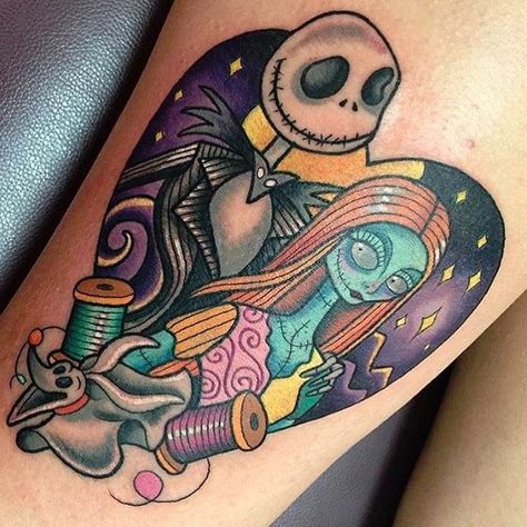 Nightmare before Christmas tattoo Nightmare Before Christmas Tattoo Ideas, Christmas Tattoo Ideas, Sally Tattoo, Jack Skellington Tattoo, Tattoo Disney, Nightmare Before Christmas Tattoo, Christmas Tattoo, Disney Tattoo, Geniale Tattoos