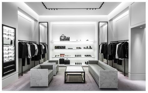 Interior Clothing Store Design, Closet Shop Design, Modern Store Interior Design, Black And White Store Interior, Display Room Design, Luxury Clothing Store Design, Cloth Store Interior, Modern Clothing Store Design, Interior Design Clothing Store