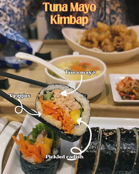 You need to visit this place this WEEKEND! Run! Kimbap House by koreana!✨ Everything I had: * Tuna mayo Kimbap- 550 BDT * Buldak corn cheese kimbap- 550 BDT * Beef bulgogi bibimbap- 700 BDT * Cheesy tteokbokki- 600 BDT * Cuttle fish legs- 400 BDT * Misugaru- 200 BDT #dhakafood #koreanfood #tteokbokki #goodfood #kimbap #bibimbap #carousel #koreancuisine [korean food, spicy food, cheesy, beef, asian food, dhaka] Korean Food Spicy, Cheesy Tteokbokki, Bulgogi Bibimbap, Cheese Kimbap, Food Spicy, Tuna Mayo, Corn Cheese, Pickled Radishes, Bulgogi Beef