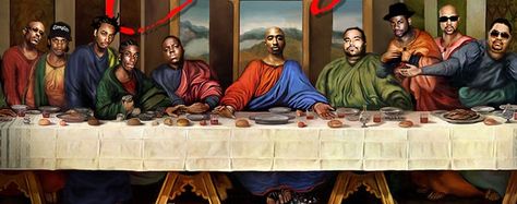 Come let us break bread. 2pac Art, Tupac Art, Tupac Pictures, The Last Supper, Twitter Header Photos, Gangsta Rap, Hip Hop Art, Header Photo, Cartoon Tattoos