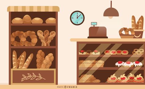 Bakery shop flat illustration #AD , #AFF, #SPONSORED, #shop, #flat, #illustration, #Bakery Farm Cartoon, Bakery Shop Design, Bakery Design Interior, Shop Illustration, Bakery Design, Little Doodles, Bakery Shop, Pastry Shop, Educational Projects