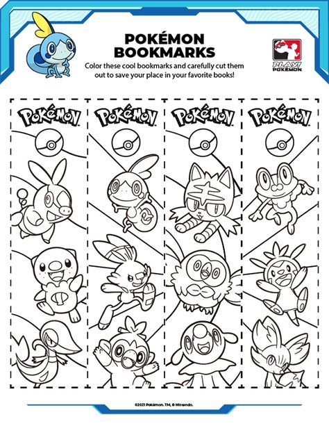 Cut out and color these Pokémon bookmarks, and use them to save your spot in your favorite books! Pokemon Bookmarks Printable Free, Pokemon Bookmarks Printable, Marque Page Pokemon, Pokemon Colouring Printables, Pokemon Crafts For Kids, Pokemon Activities, Bookmark Coloring Pages, Pokémon Coloring Pages, Pokémon Crafts