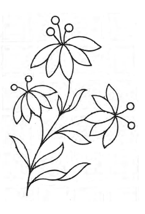 more simple flowers Hand Embroidery Patterns Free, Simple Flower Design, Hungarian Embroidery, Hand Embroidery Patterns Flowers, Pola Sulam, Embroidery Patterns Vintage, Embroidery Flowers Pattern, Embroidery Patterns Free, Simple Embroidery