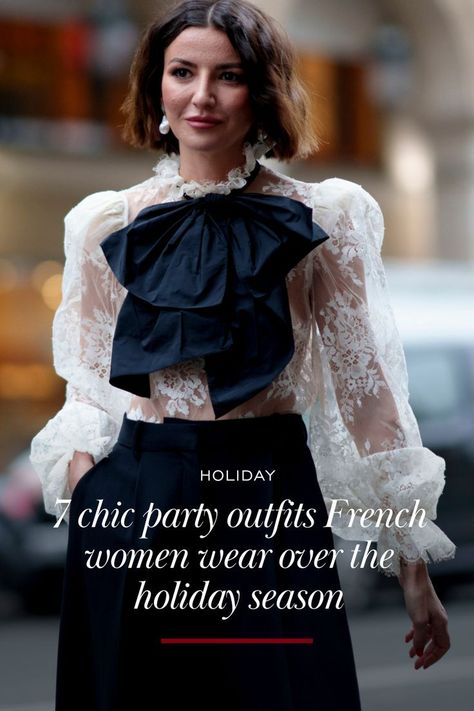 To help you plan a few fabulous holiday party outfits this season, here are 7 dazzling French-style outfit ideas you can re-create with ease. Photo: Launchmetrics Spotlight Causal Cocktail Outfit, French Evening Style, Parisian Cocktail Outfit, French Cocktail Dress, French New Years Eve Outfit, Parisian Evening Outfit, Parisian Themed Party Outfit, French Formal Outfit, A Night In Paris Theme Outfit