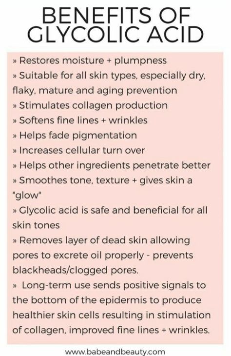 Benefits of Glycolic acid.  Skincare Beauty Esthetician, Beauty Hacks That Actually Work, Skin Facts, Skin Care Routine For 20s, Skin Advice, Prevent Aging, Eyes Problems, Glycolic Acid, Organic Beauty