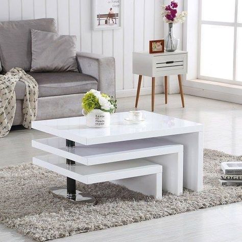 White Tables, Centre Table Design, Center Table Living Room, Coffee Table Design Modern, Furnitur Ruang Keluarga, White Coffee Table, Contemporary Living Room Furniture, Bright Living Room, Top Furniture