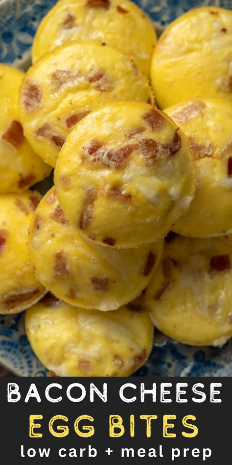 The BEST Bacon and Cheese Egg Bites! Mozzarella Egg Bites, Bariatric Recipes Egg Bites, Egg Bites Bacon And Cheese, Bacon Egg Bites With Cottage Cheese, Cheesy Egg Bites, Bacon And Cheese Egg Bites, Bacon Gouda Egg Bites, Egg Bites With Cottage Cheese Recipe, Egg Muffins With Cottage Cheese