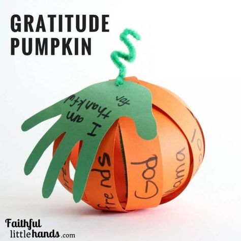 Gratitude paper pumpkin for Thanksgiving Thanksgiving Gratitude Activities, Gratitude Pumpkin, Pilgrim Crafts, Thanksgiving Lessons, Preschool Crafts Fall, Easy Thanksgiving Crafts, Thanksgiving Gratitude, Gratitude Activities, Children's Church Crafts