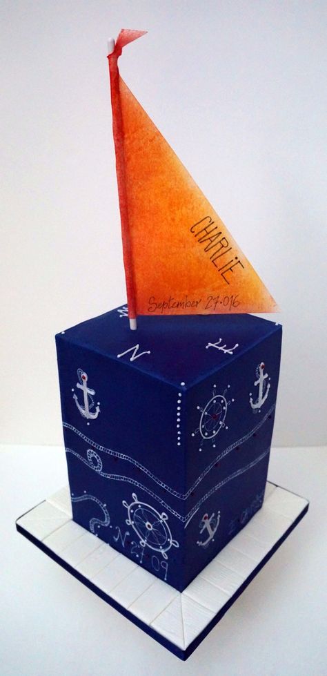 Sail Cake Ideas, Sailing Cake, Sail Cake, Sailor Cake, Navy Cake, Royal Blue Cake, Nautical Cakes, Beautiful Biscuits, Navy Cakes