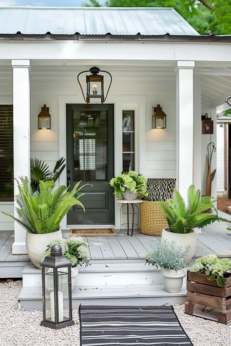 15 Genius Small Porch Ideas On A Budget Small Porch Ideas On A Budget, Front Porch Seating Ideas, Small Porch Decor, Small Back Porches, Front Porch Seating, Statement Rugs, Decorating For Spring, Farmhouse Front Porch Decor, Small Porch Ideas