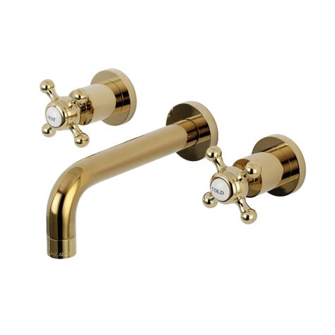 Kingston Brass KS8122BX Metropolitan 1.2 GPM | Build.com Built In Hack, Wall Mount Bathroom Faucet, Antique Brass Faucet, Brass Bathroom Faucets, Wall Faucet, Gregory House, Wall Mount Faucet Bathroom, Vessel Faucets, Wall Mounted Sink