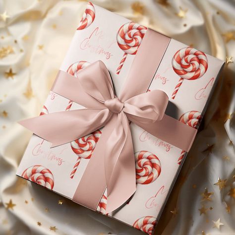 Christmas Presents Under Tree, Presents Under Tree, Peppermint Candies, White Wrapping Paper, Kawaii Christmas, Holiday Wrap, Twinkling Stars, Birthday Wrapping Paper, Wrapping Paper Christmas