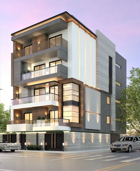 G+4 Elevation Design, 3 Story Commercial Building Design, G 4 Building Elevation, 4 Story Building Elevation, G+5 Elevation Design, G 4 Front Elevation Design, 4 Story Building, 3d Front Elevation, Open Courtyard