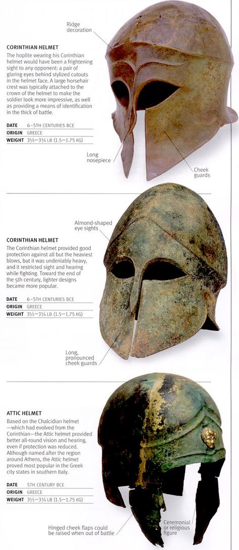 Yelmos griegos - Los estilos "clásicos" Ancient Greece Artifacts, Ancient Greek Warrior Art, Ancient Greek Artifacts, Ancient Greece Design, Greek Warrior Art, Ancient Greek Armor, Ancient Helmet, Ancient Greek Helmet, Greek Armour